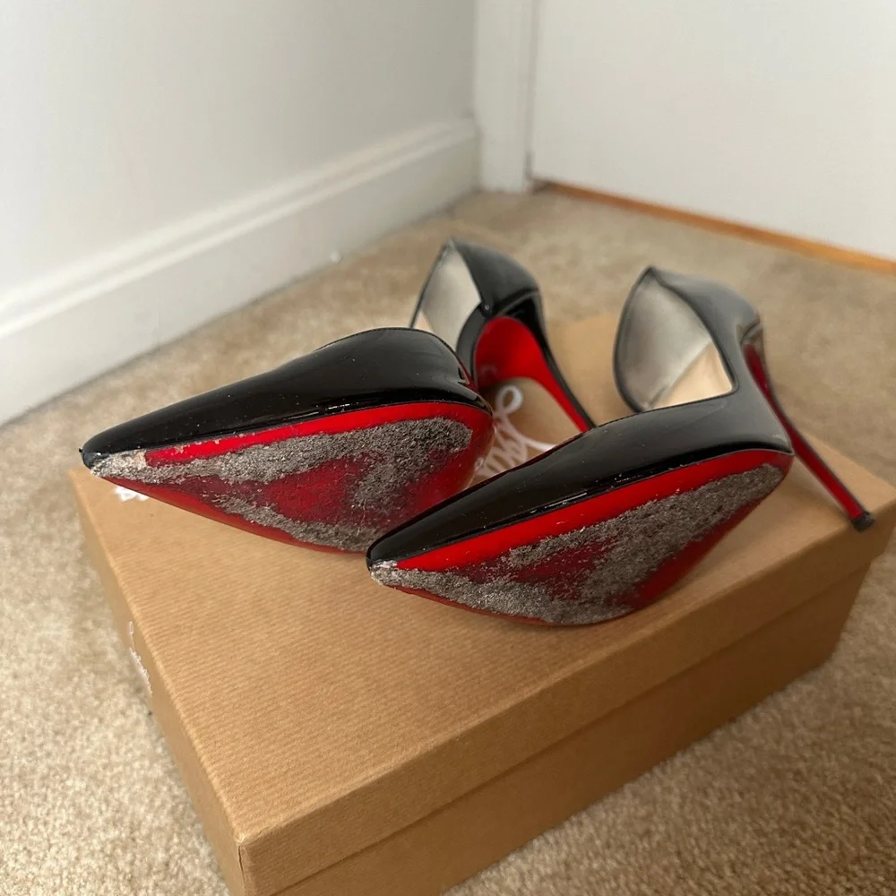 Christian Louboutin Iriza 100mm Black Patent - SIZE 38 - Picture 7 of 8